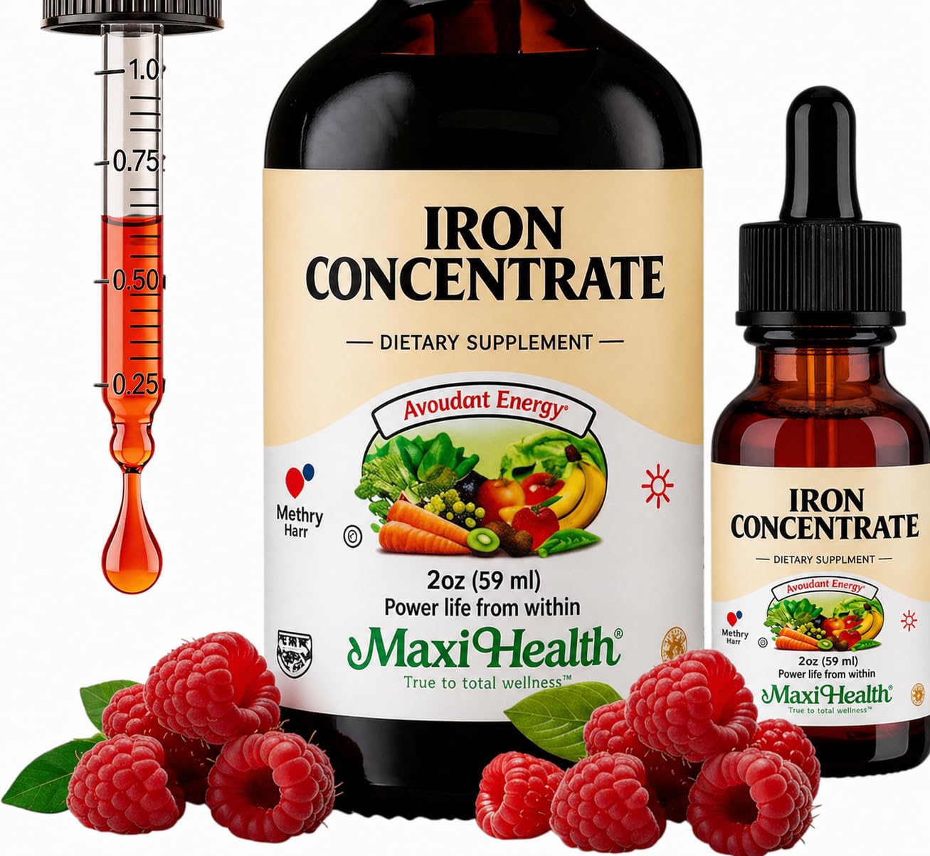 Maxi Health Iron Supplement 15mg Per ML – Increase Energy and Blood Levels Without Nausea or Constipation – Liquid Iron Drops for Men, Women, and Kids – 2 oz. (2 oz, 2 Pack) 2 Fl Oz (Pack of 2)