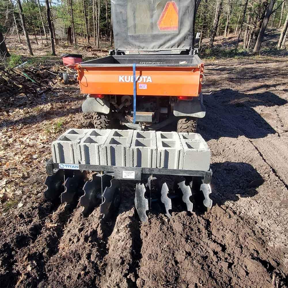 Titan Attachments 4 FT Tow-Behind Notched Disc Harrow Plow Attachment for 2" Towball Hitch ATV and UTV, 14" Concave Discs for Tilling, Loosening/Lifting Soil, Braking Up Weeks, Roots, Crop Debris