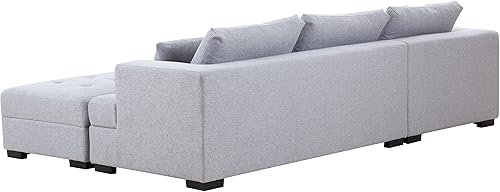 Miniatura 6 de Moderno sofá tapizado en forma de L, sofá seccional de gran tamaño con otomana móvil, gris