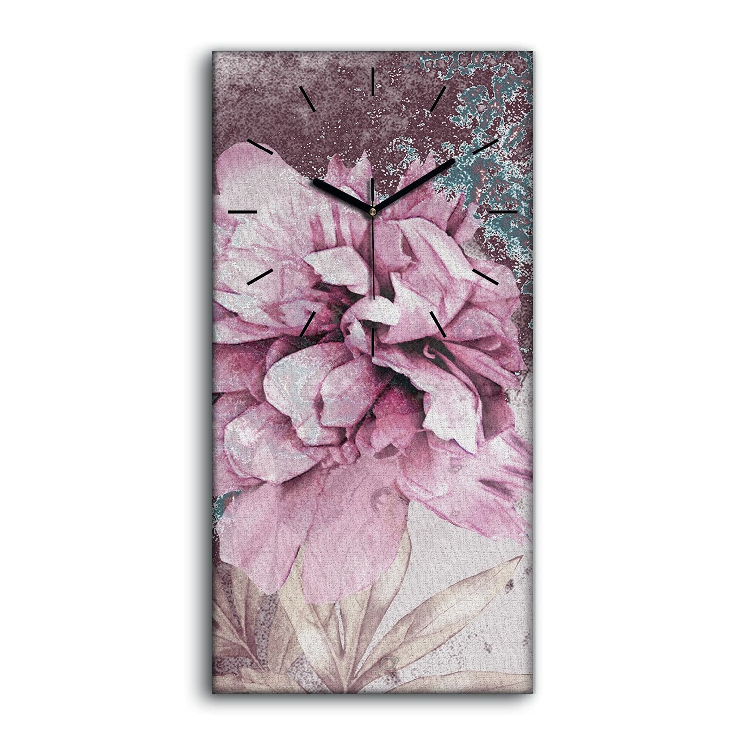 Horloge sur toile salon moderne avec imprimé floral chic