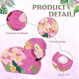 WERNNSAI Flamingo Piata - Pink Piata Bundle with Blindfold and Bat for Girls Kids Tropical Flamingo Theme Birthday Party Supplies Summer Pool Party Decorations for Fiestas Baby Shower