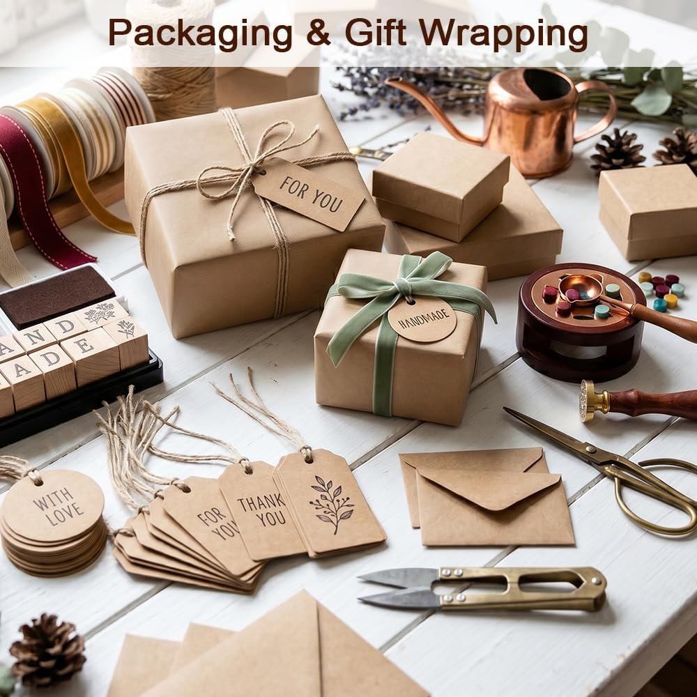 250 GSM Kraft Paper Sheets – 100 Pack, 8.5 x 11 Inches – Thick Brown Paper for Card Making, DIY Crafts, Printing, Packaging, Scrapbooking, Gift Wrapping, School & Office Use