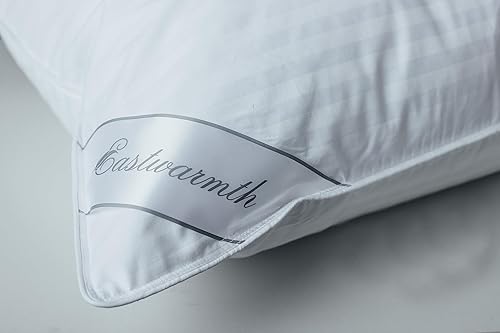 Miniatura 6 de Almohadas suaves de plumón de ganso, una almohada, 100% algodón, almohada de apoyo para cama, de rayas blancas, tamaño Queen, 20 x 30 pulgadas