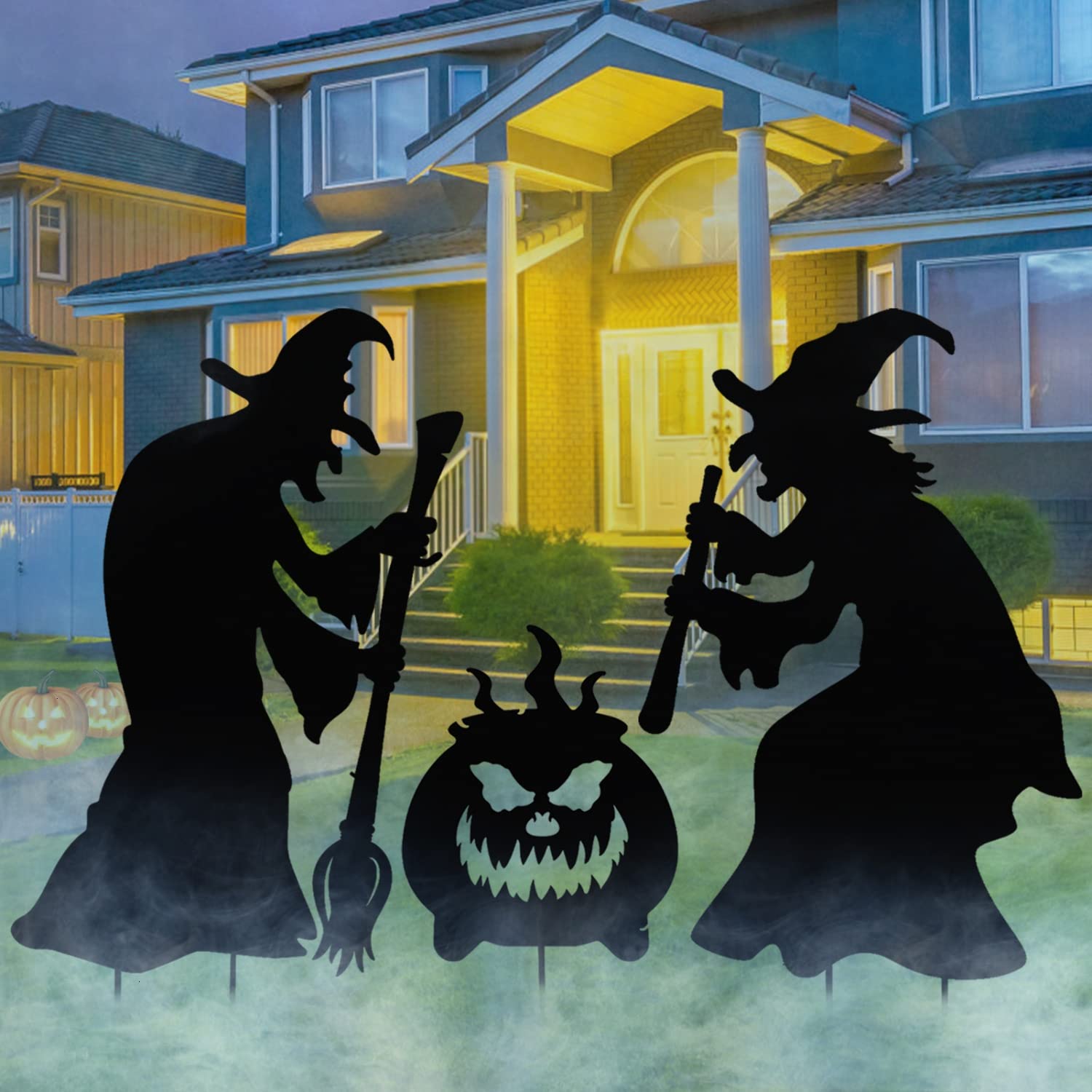 Buy YoleShy Halloween Witch Stakes with Pumpkin Cauldron, 3 Piece Metal