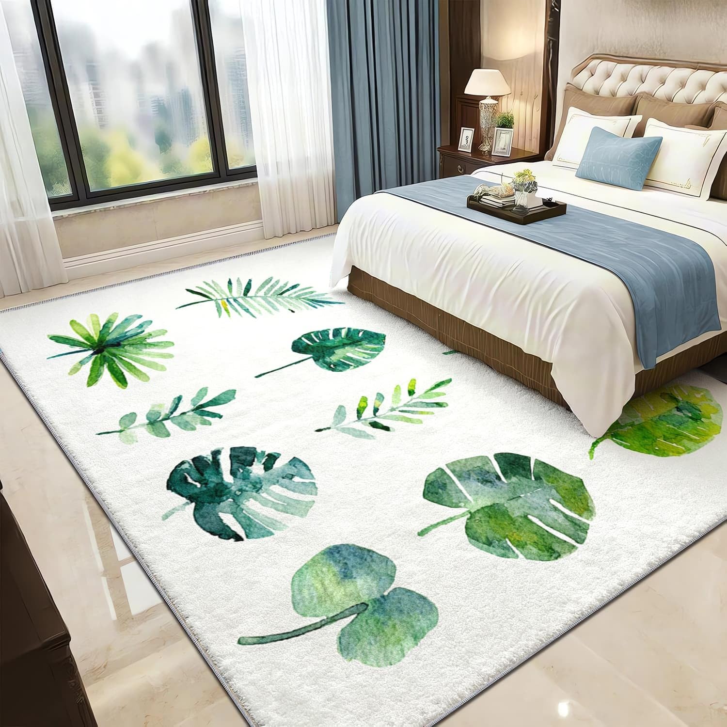 Dywan do wnętrz 120 x 170 cm malowana tropikalna monstera pyszne dywaniki z krótkim włosiem antypoślizgowe zielone nowoczesne dywany do salonu, wejścia, jadalni i strefy przejściowej