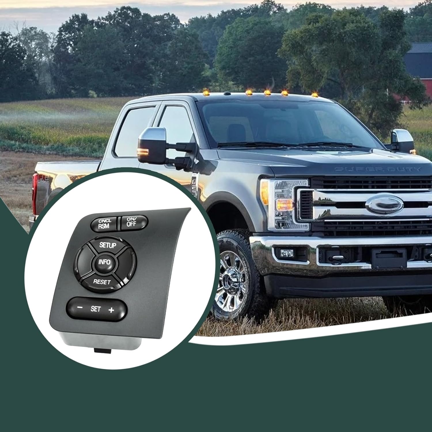 BC3T-9E740-EEW Cruise Control Switch Module Compatible with Ford F250 F350 F450 F550 Super Duty (2011-2016) Left Side Steering Wheel Control Replacement Replaces BC3Z-9A818-AA, BC3T9E740EEW