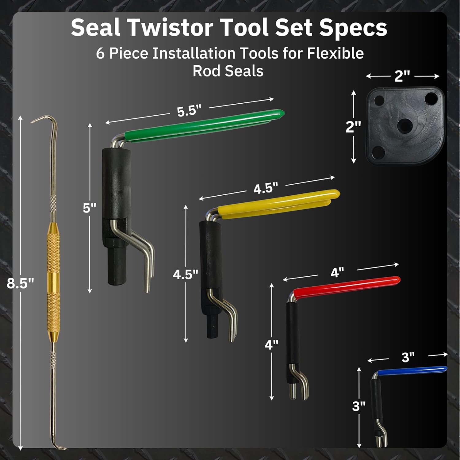 Hydraulic Seal Installation Tool Set – 6 Piece Seal Twistor Tool Including Two Sided Seal Pick, Easily Install Seals Without Damaging Them, UCup Twistor Cylinder Rod Seal Packing Install Kit