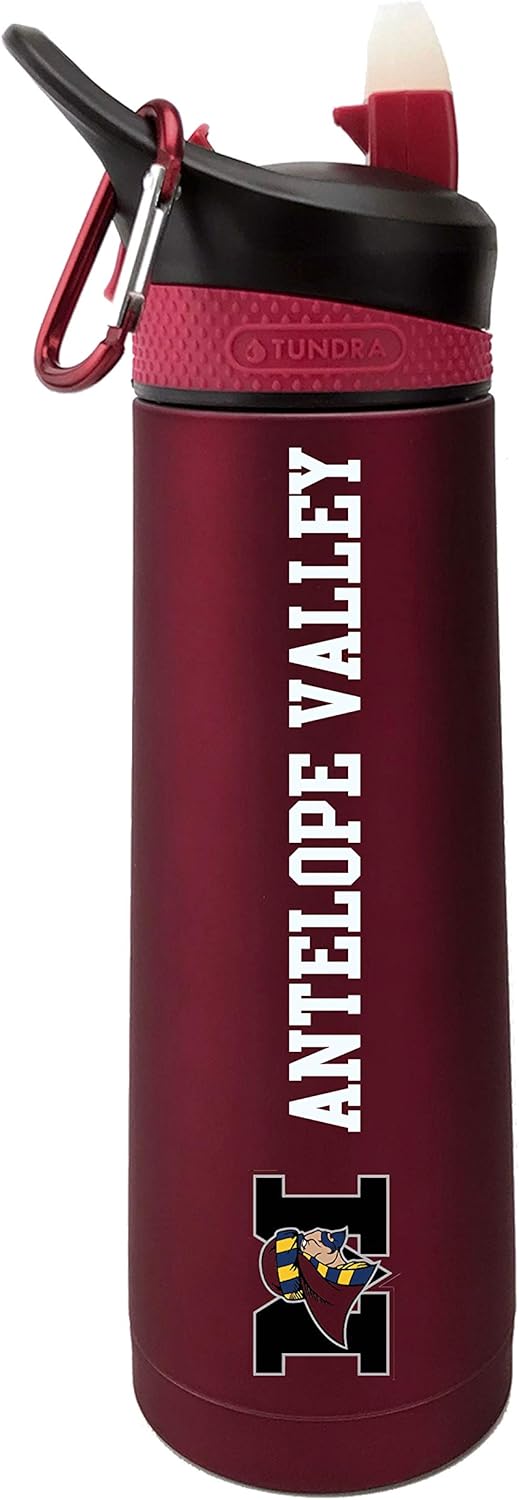 The Fanatic Group Personalized Antelope Valley College Dual Walled Stainless Steel Sports Bottle, Design-1 - Burgundy