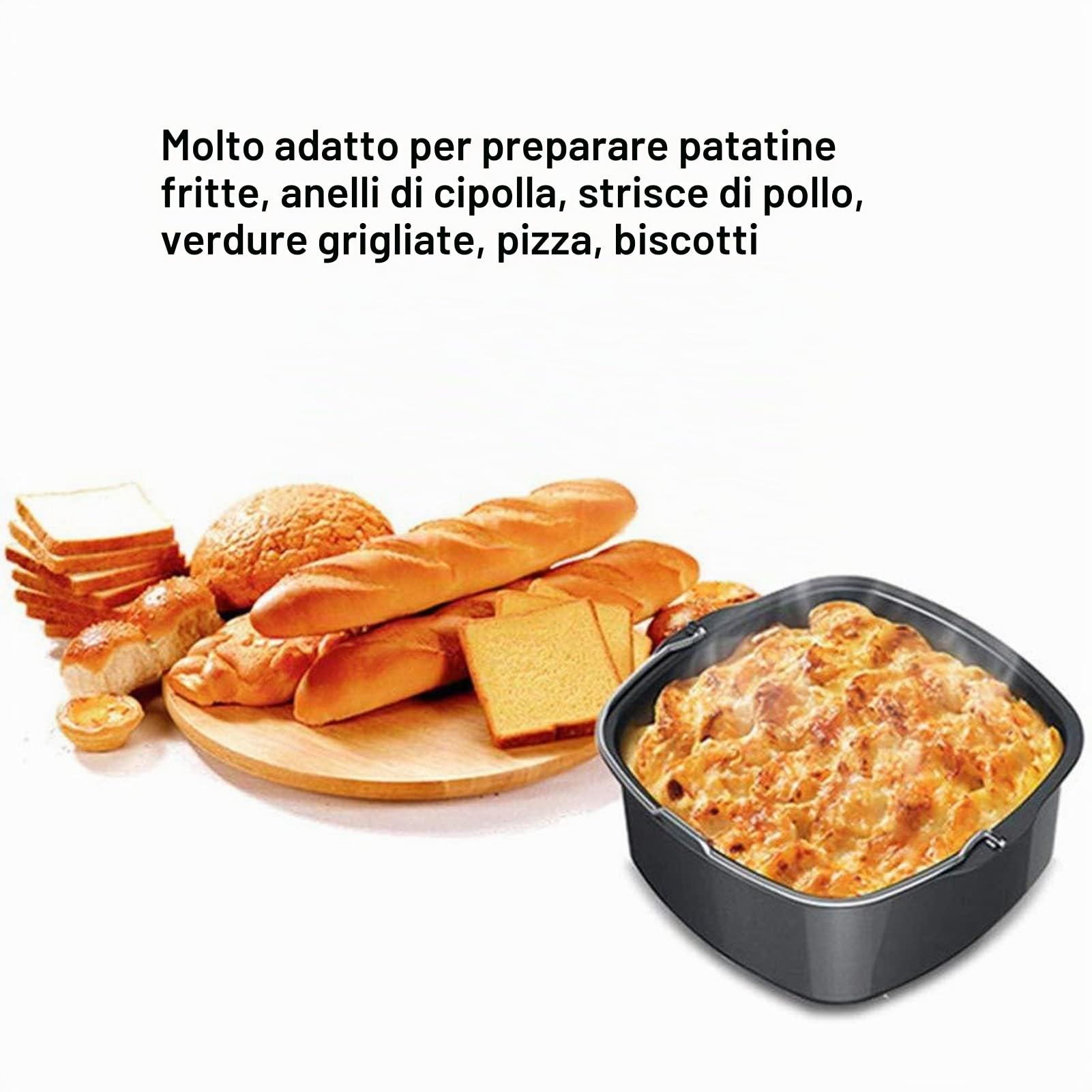 Accessori per friggitrici ad aria quadrate, teglia per friggitrici ad aria, stampi per torte, friggitrice in ferro, tortiera, accessori per friggitrice a botte per torte per HD9925(17-18cm)