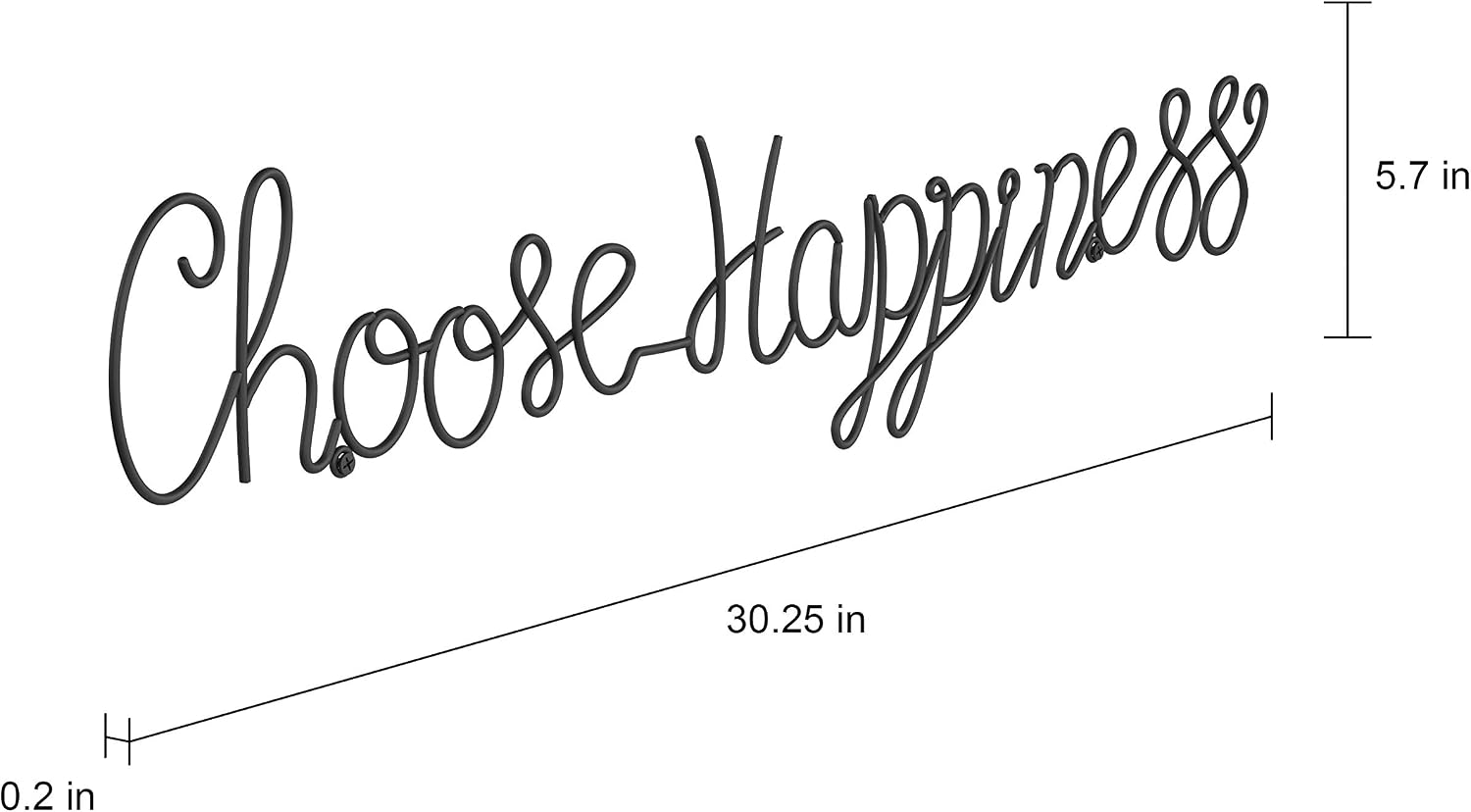 Lavish Home Metal Choose Happiness Cursive Cutout Sign-3D Word Art Home Accent Decor-Perfect for Modern Rustic or Vintage Farmhouse Style, Black