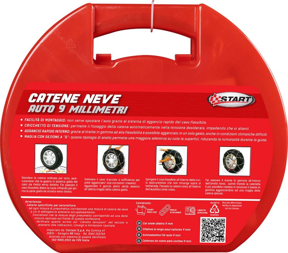 Set di 2 pezzi catene da neve per auto - 9 millimetri - gruppo 60