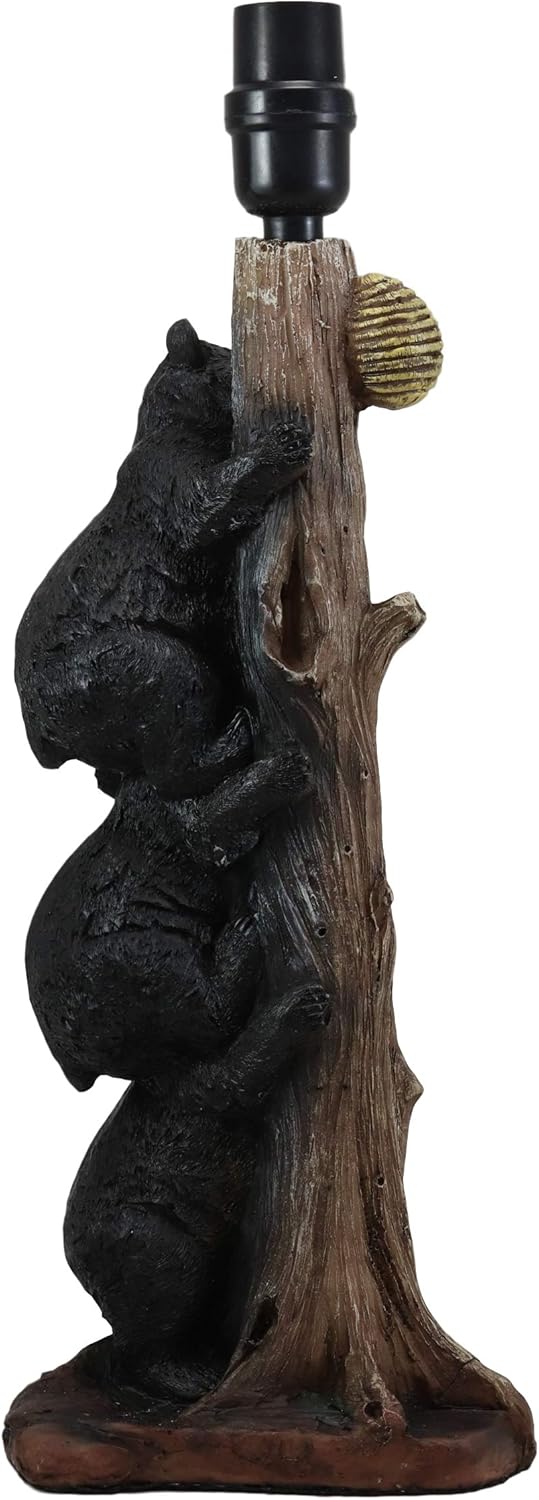 Ebros Wildlife Rustic Cabin Lodge Decor Whimsical Climbing Baby Black Bear Cubs Getting Honey Table Lamp Statue with Shade 21.75" High Forest Rascals Three Stacked Bears Desktop Lamps