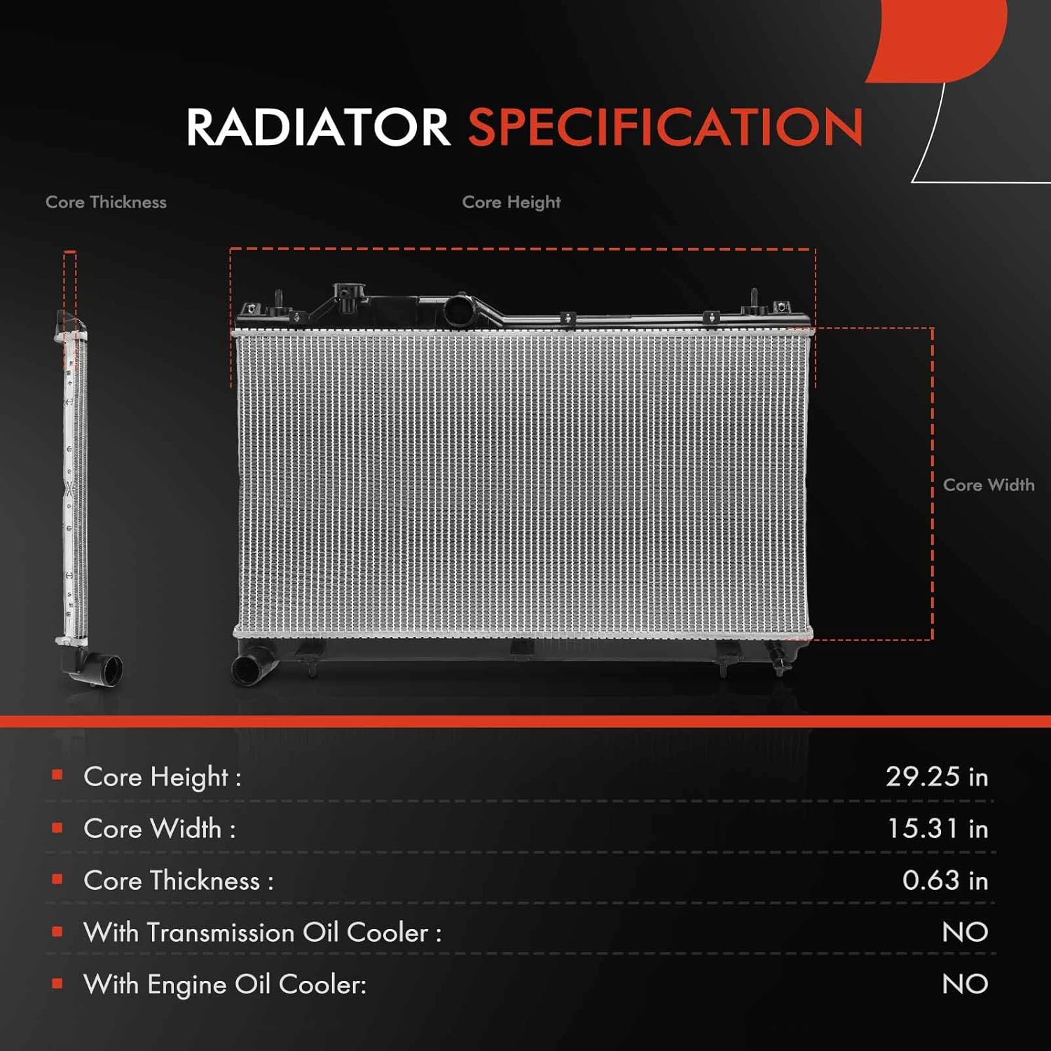 A-Premium Engine Coolant Radiator Assembly Compatible with Subaru Outback, Legacy, 2020 2021 2022 2023 2024, 2.5L, Replace# 45111AN00A, SU3010669