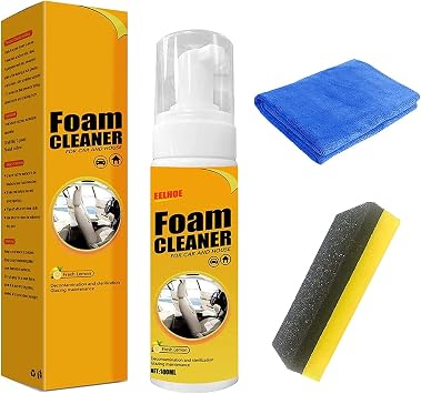 Foam Cleaner, Spray Foam Cleaner, Multifunctional Car Foam Cleaner, Foam Cleaner for Car and House Lemon Flavor, Strong Decontamination Cleaners Spray for Kitchen and Car 100ml, 1Pcs