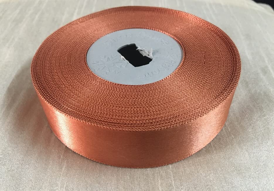 Bright Home Decor™ Multi-Purpose Double Side 1 Inch Satin Ribbon Roll of 18 Meters for Parties Decorations, Invitation Card, Gift Wrapping, and Craft, Project Work - Copper