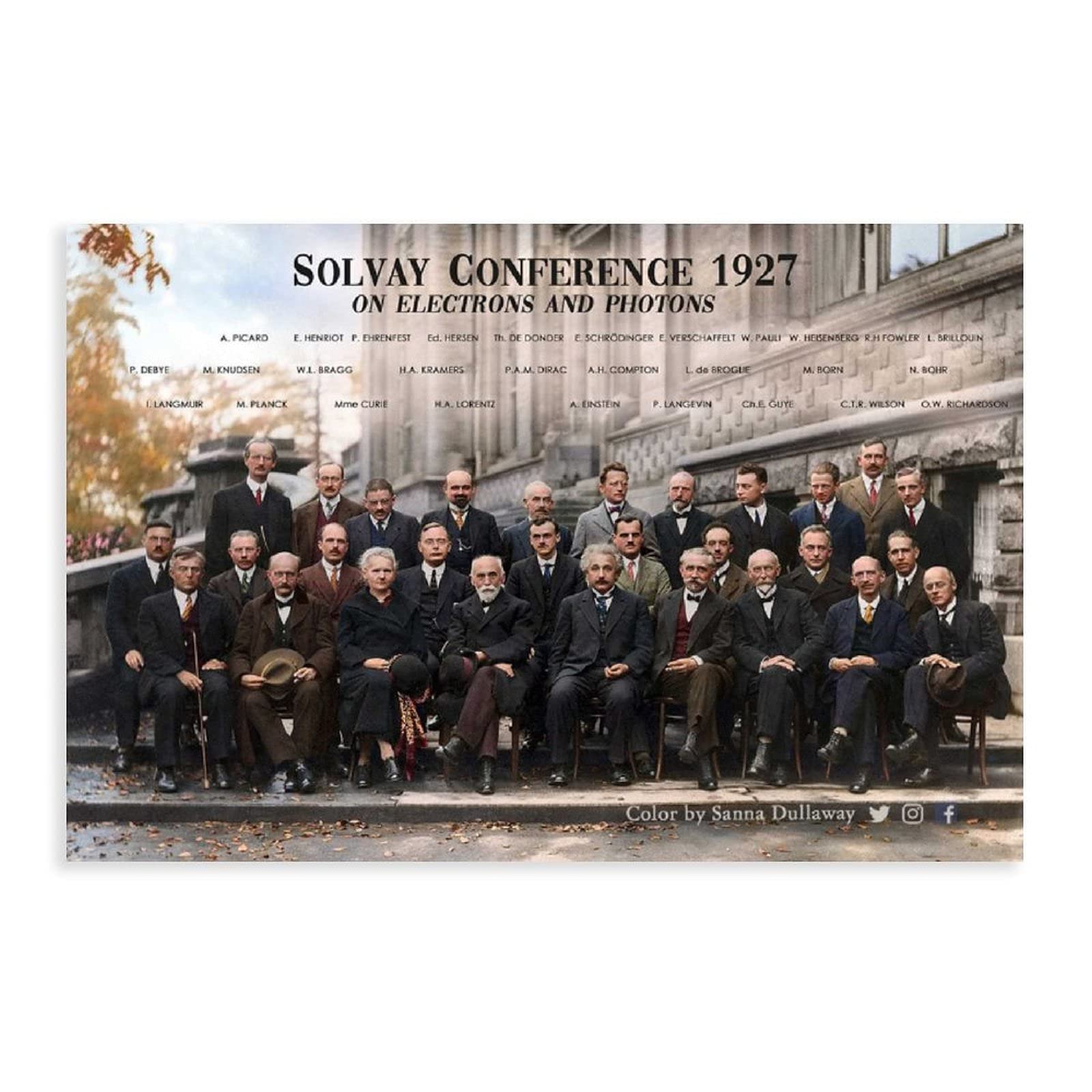 NBBS Solvay Conference 1927 Poster Canvas Poster Bedroom Decor Sports Landscape Office Room Decor Gift Unframe:20×30inch(50×75cm)