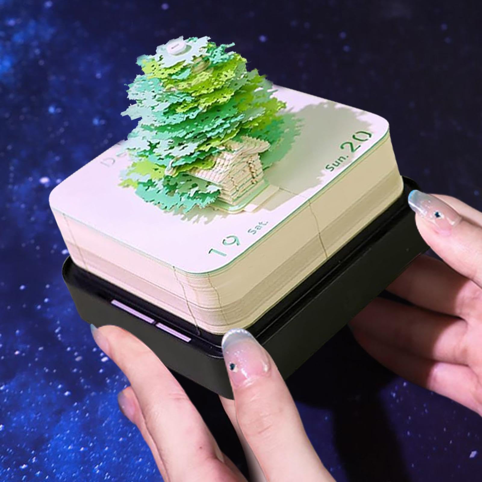Generisch 3D Papierskulptur-Kalender - Und Hausdesign-Kunsthandwerk | Mit Transparenter Staubhaube Abreißpapier-Kalenderskulptur Für Schüler Tägliche Aufgaben Gewohnheitstracking Zeitlayout
