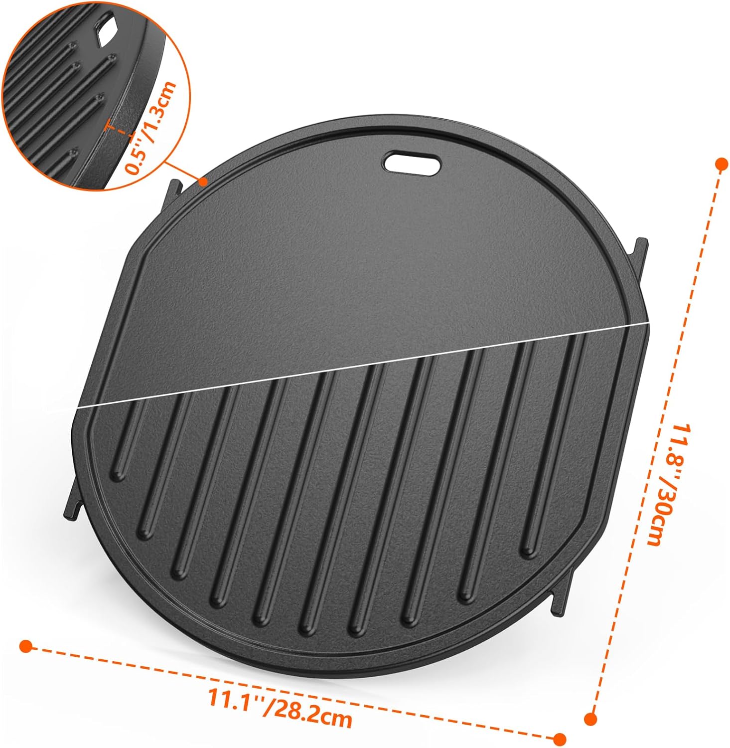 Onlyfire Gourmet BBQ System Sear Griddle Replacement, Reversible Cast Iron Griddle for 22" Weber Kettle Grills Weber Spirit II &Genesis II GS4 System