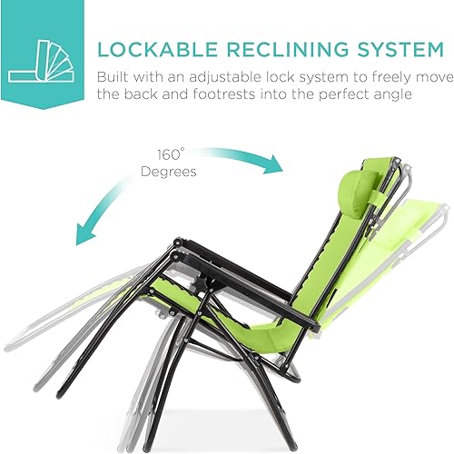 Miniatura 93 de Best Choice Products Silla reclinable plegable de gravedad cero para exteriores, de patio, para salón al aire libre, con toldo ajustable, Bandera