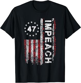 Anti Trump Impeach 47 Trump 47th President US Flag Vintage T-Shirt