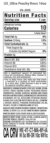 Miniatura 2 de Monster Energy Ultra Peachy Keen bebida energética sin azúcar 16 onzas paquete de 24