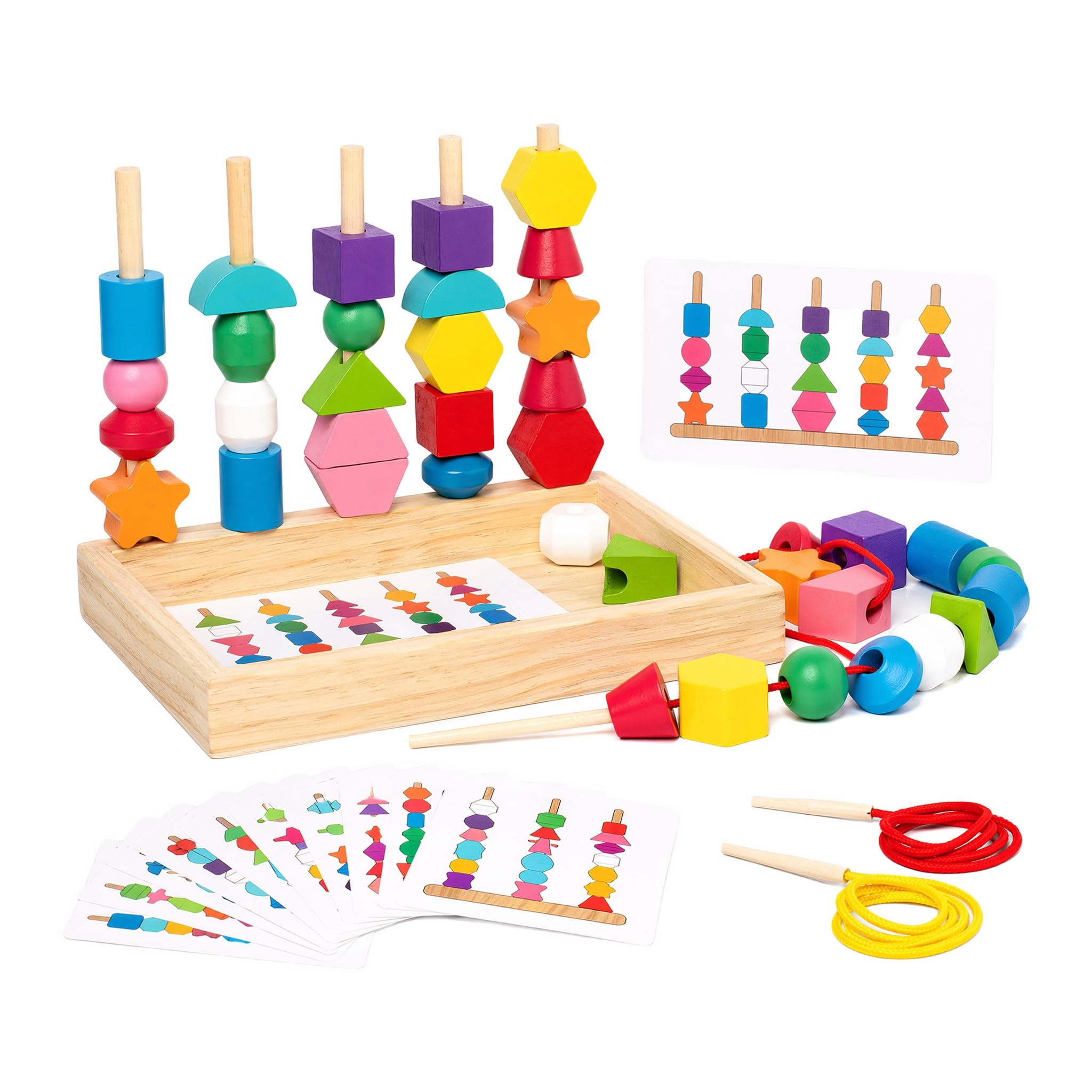 3-in-1 Threading Toys for 2 Year Old, Fine Motor Skills Toys Montessori
