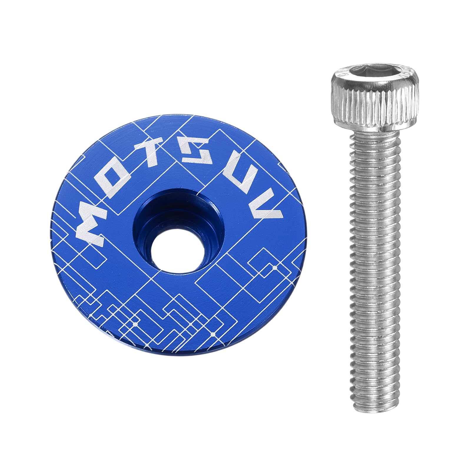 sourcing map 1 1/4" OD Bicycle Headset Stem Top Cap Aluminum Alloy Cycling Headset Cover Stem with M6 Bolt for Mountain Bicycle Road Bicycle MTB, Blue