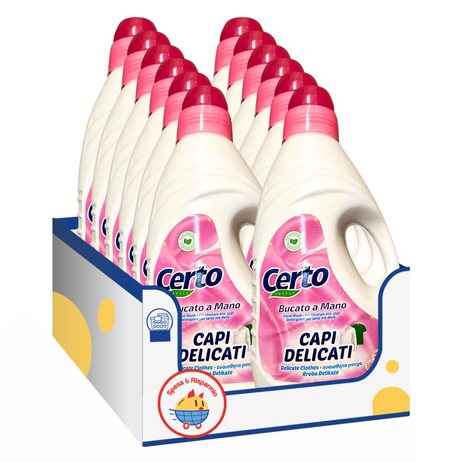 Detersivo bucato a mano e capi delicati – 25 lavaggi – 1,82 L | Variazioni 4/8/12 Pezzi (12)