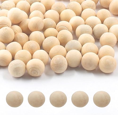 100 bolas redondas de madera de 516 pulgadas, bolas de madera natural sin terminar, esferas de madera para manualidades y proyectos de bricolaje