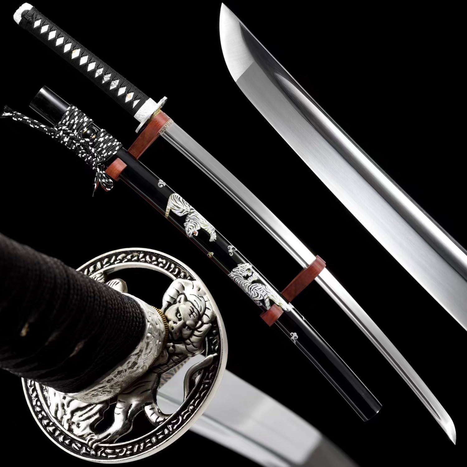 HERO SWORD Handmade Japanese White Dragon Katana Sword Battle Ready 9260 Spring Steel Samurai Sword Real Sharp Weapon for Mens