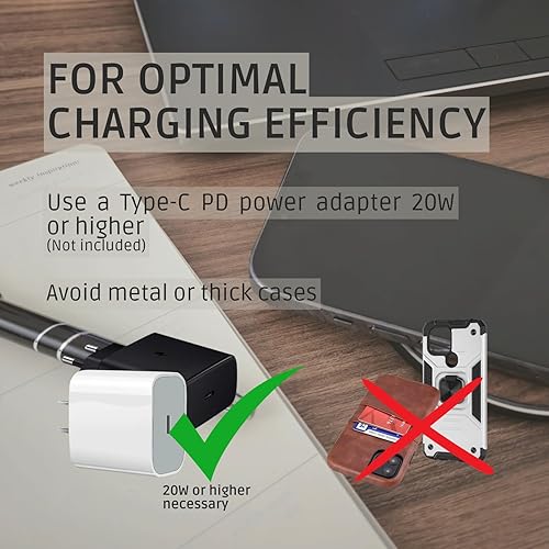 Miniatura 6 de Cargador inalámbrico de madera de 15 W, estación de carga inalámbrica Qi de diseño elegante, cable USB tipo C, compatible con iPhone 15 14 13 Pro