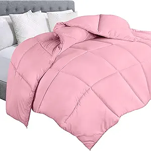 Utopia Bedding Comforter Duvet Insert, Quilted Comforter with Corner Tabs, Box Stitched Down Alternative Comforters King Size (Pink)