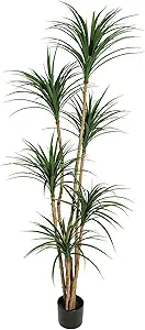 6 Ft Artificial Dracaena Tree, Realistic Fake Dracaena Plant, Tall Dracaena Houseplant for Indoor Décor, Adjustable Lifelike Faux Tree, Ideal for Photo Backdrops, Nursery, Living Room, Office
