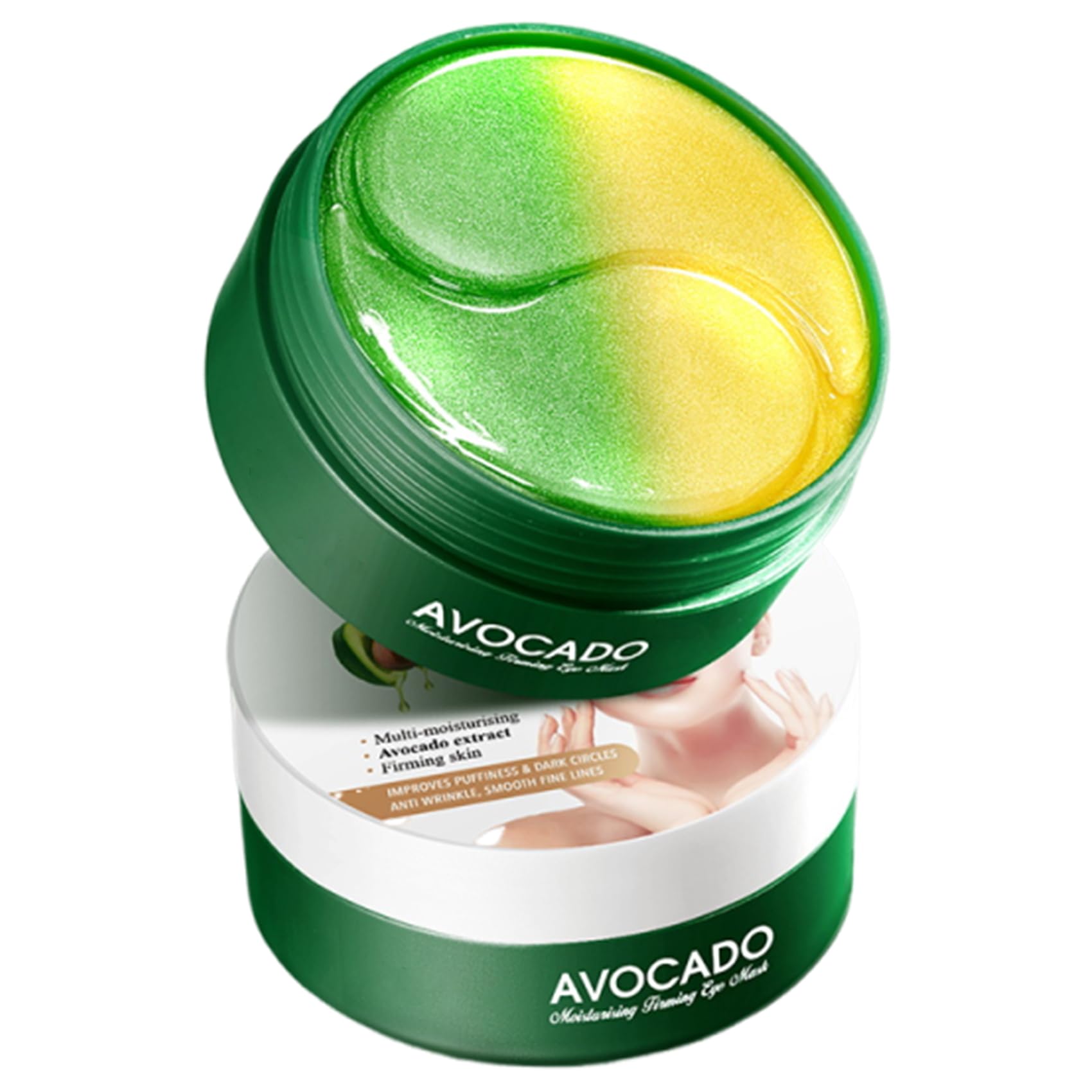 Two-Tone Augenpads(60 Stück) Gegen Augenringe，Under Eye Patches mit Niacinamid & Hyaluron - Augenpads Gegen Falten und Tränensäcke，Collagen Eye Pad mit Avocado-Essence für Anti-Aging und Hydratation.