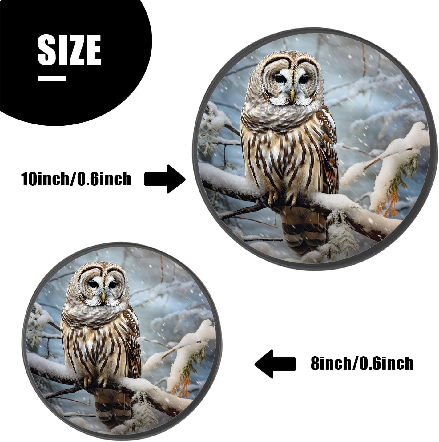 Snowy Owl in Tree Branch on Winter Snow Forest Adorable Set of 4 Stove Burner Covers - Premium Round Electric Stove Range Protectors,8 IN & 10 IN
