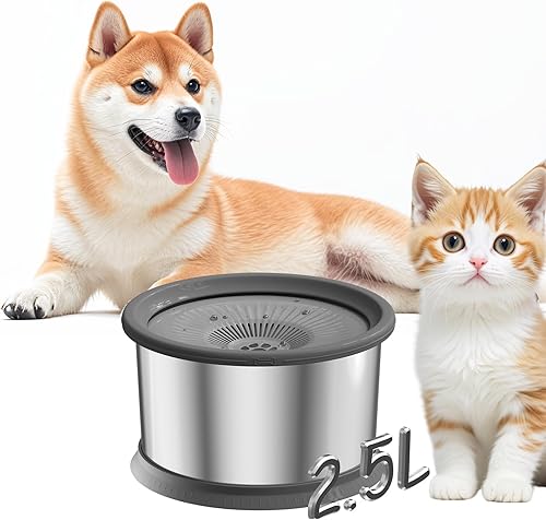 Miniatura 10 de Cuenco de agua para perros de 8L sin derrames de 2.1 galones, tazón de agua de acero inoxidable para perros de 270oz, gran capacidad sin