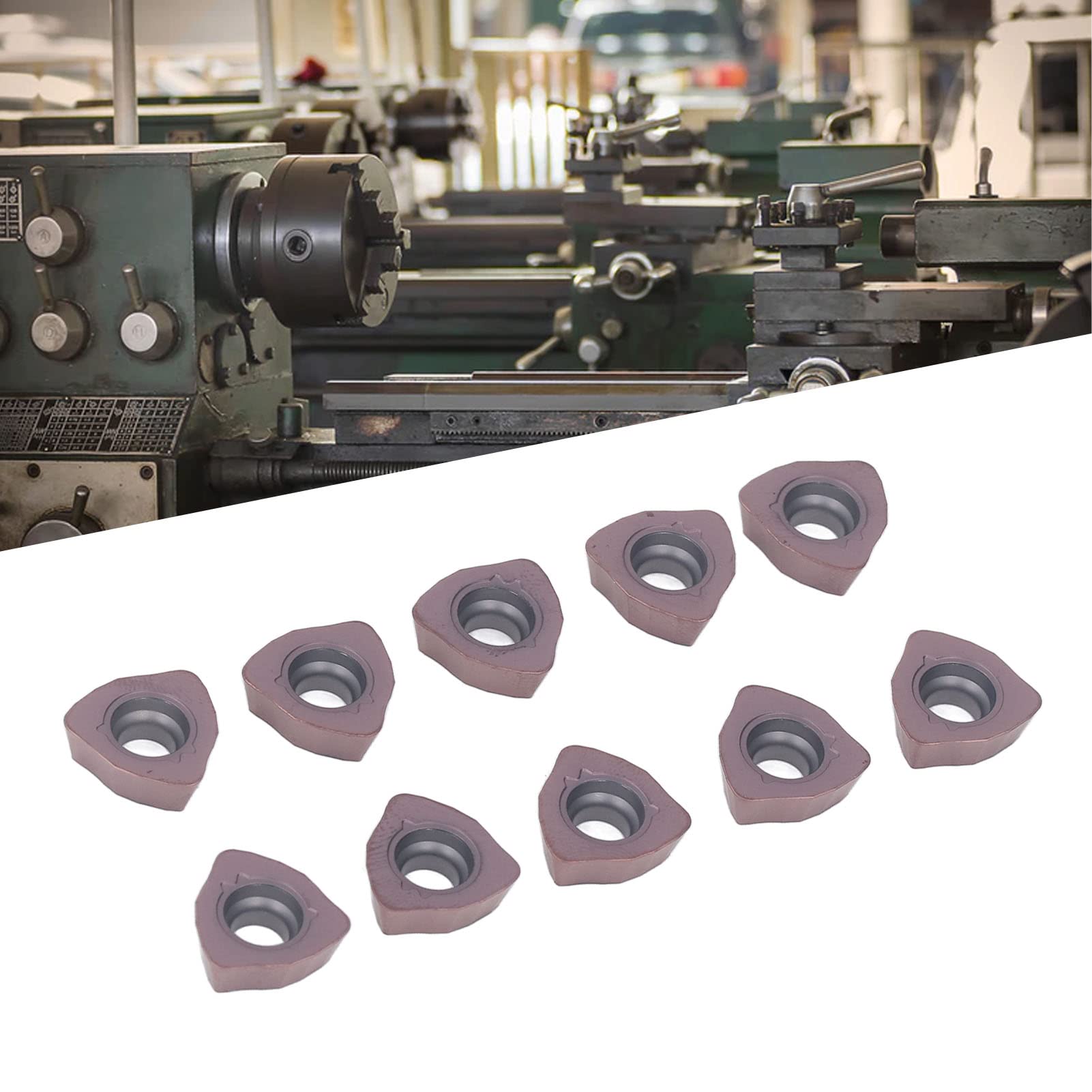 10 Piezas Insertos de Torneado de Carburo Recubierto con Estuche de Almacenamiento para Torno Acabado y Desbaste CNC - Cortadores de Carburo Bronceado para Acero, Hierro Fundido y