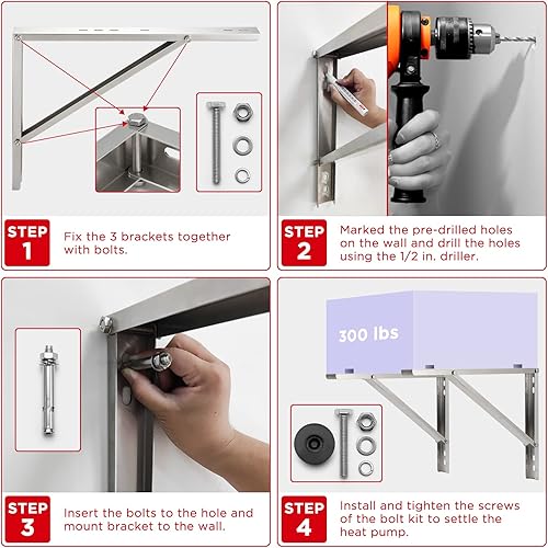 Miniatura 5 de TURBRO Soporte de pared para sistema de bomba de calor de aire acondicionado sin conductos mini dividido, soporte de aleación de aluminio