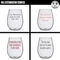 Vista 4 de Vaso de vino de plástico sin tallo, personalizado para el Día de la Madre, Tritán de 15 onzas, texto aquí, texto de regalo personalizado para mamá