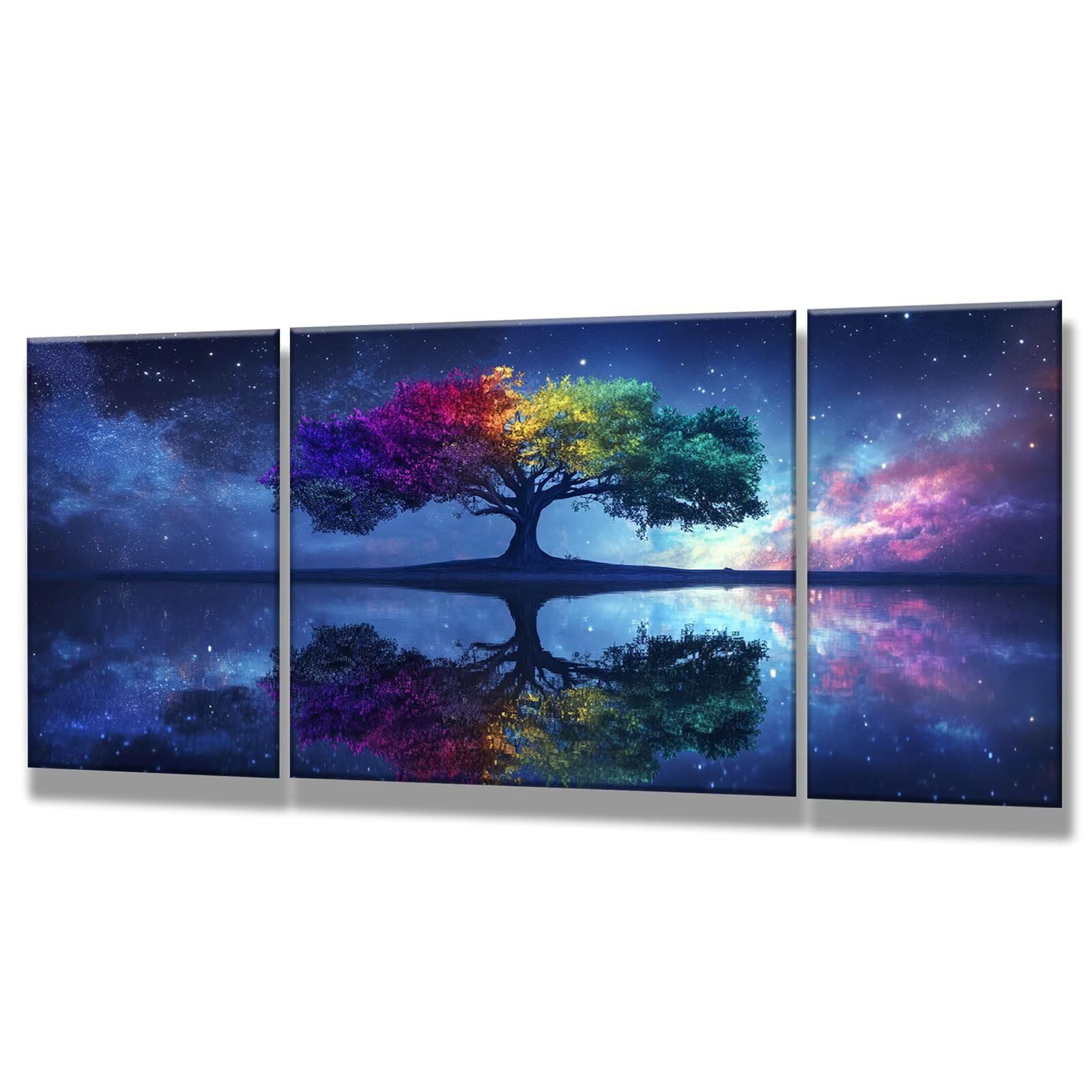 Malowanie według liczb, gwiaździste niebo, malowanie według liczb, dla dorosłych, 3 sztuki, drzewko "zrób to sam", 60 x 120 cm, malowanie liczbami, z pędzlem i farbą akrylową, zestaw do majsterkowania