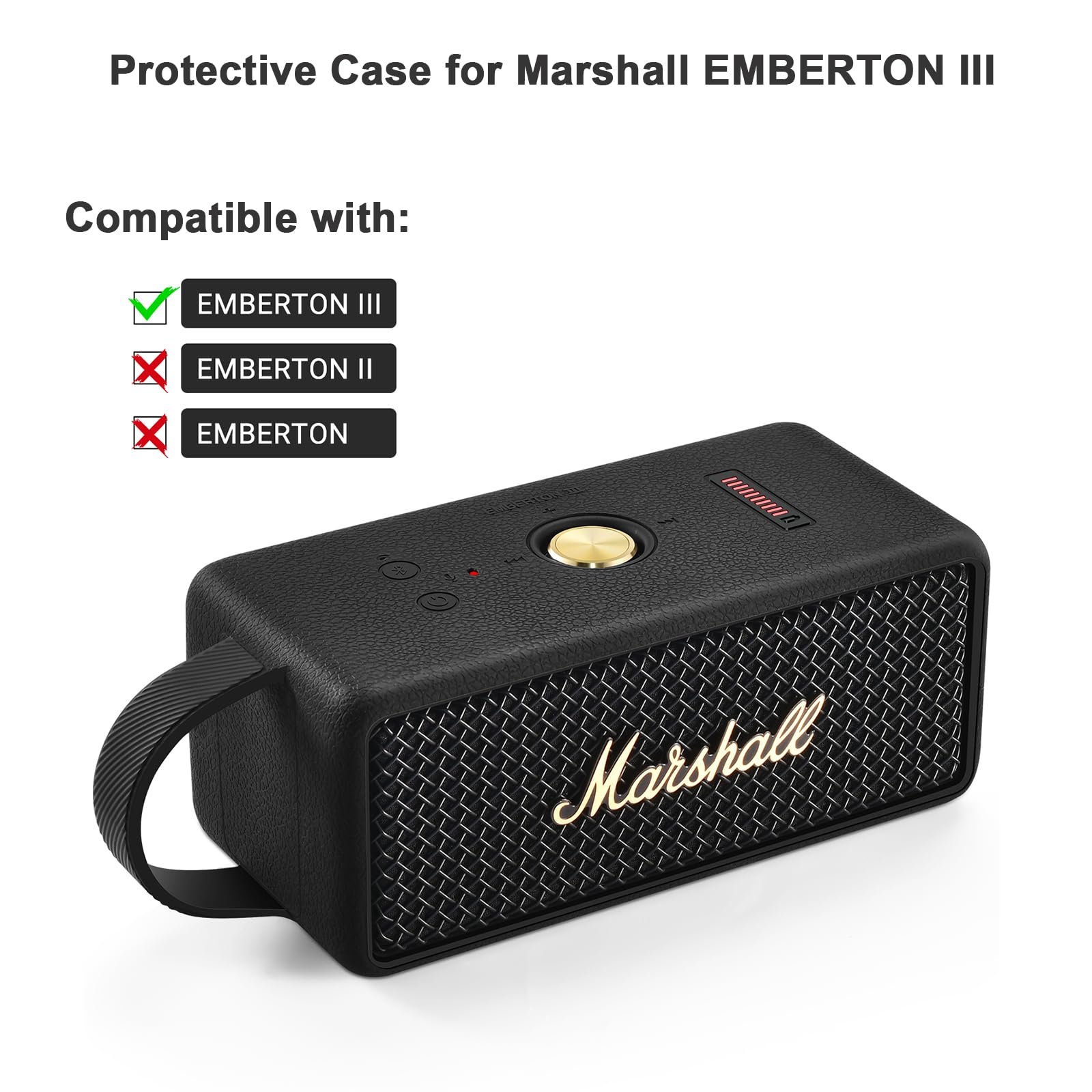 EUGOOCX Silicone Protective Case Skin Cover Compatible with Marshall Emberton III Portable Bluetooth Speaker (Black)
