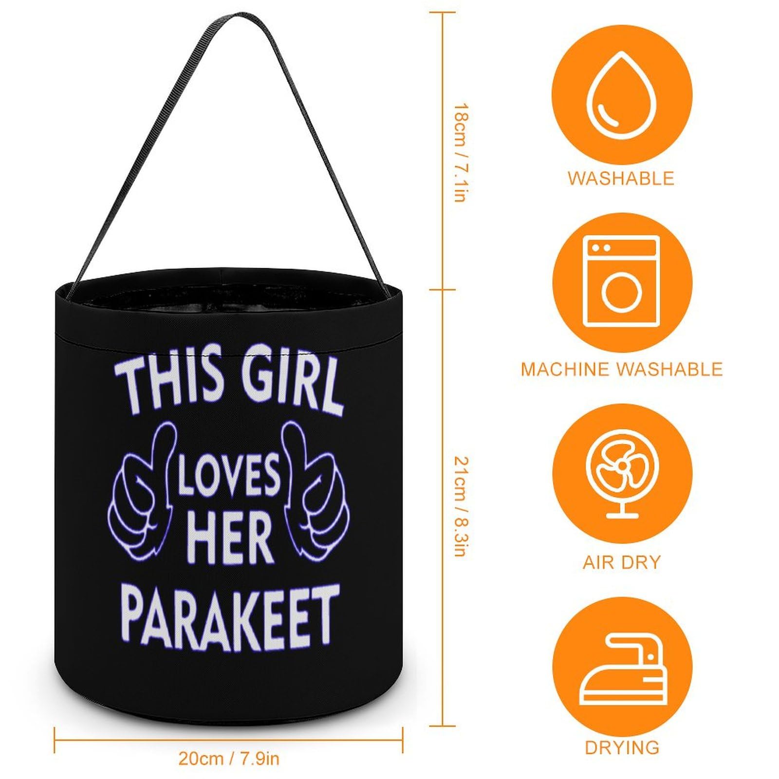 Girl Love Parakeet Cute Easter Basket Bags Eggs Bucket Candy Tote Decorations Gifts Party Storage Bag