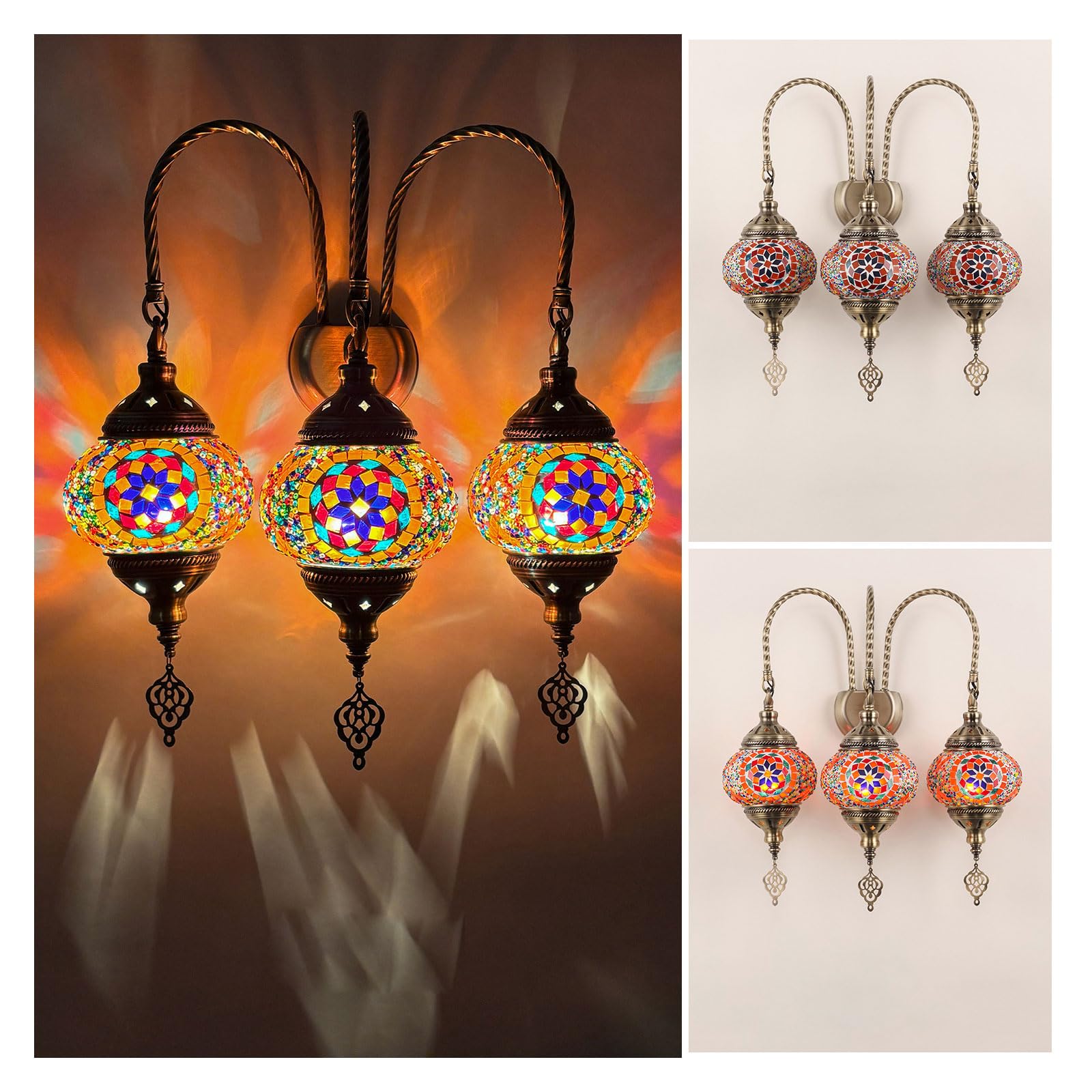 Lampade da Parete Doppie in Stile Etnico, retrò, nostalgiche, romantiche, Decorative per Interni, Ideali per Il corridoio.