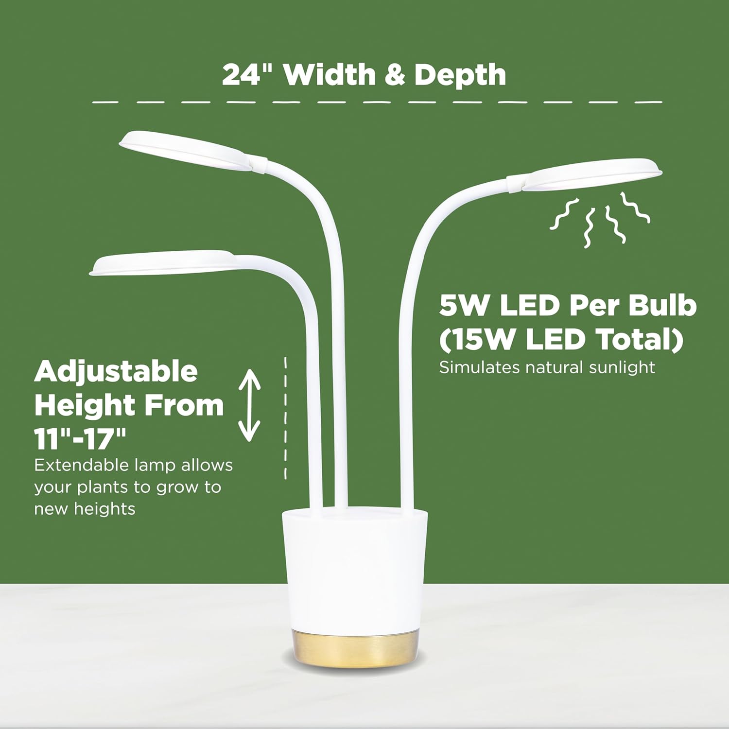 AeroGarden Trio Grow Light for Indoor Plants, Grow Live Plants Anywhere in The Home, Adjustable Light Modes, Cream