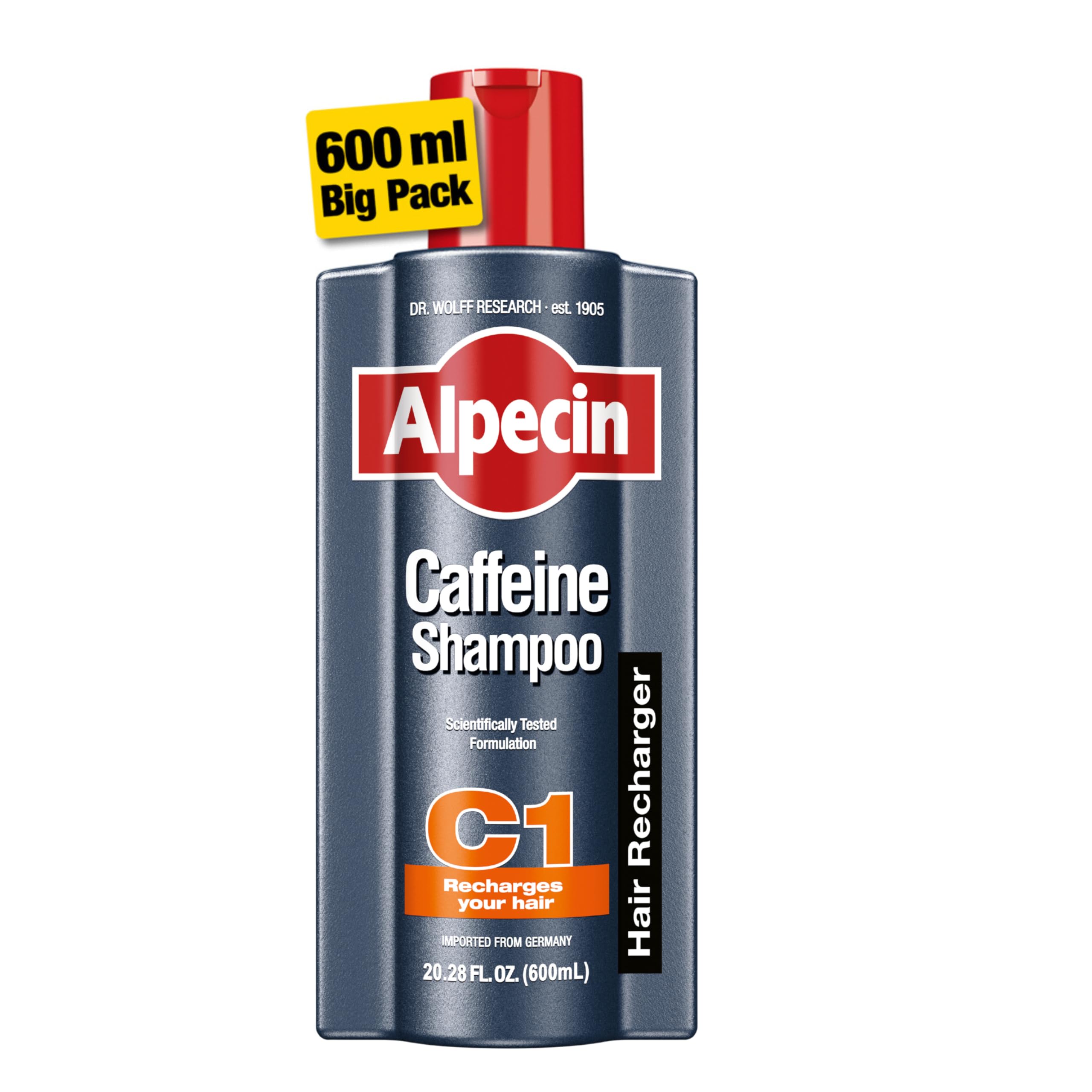 Alpecin C1 Caffeine Shampoo 20.28 fl oz I Hair Performance Enhancer I Promotes Natural Hair Growth and Thickness I Energizes Scalp 600mL 1 Pack
