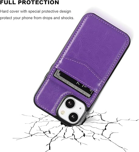 Miniatura 6 de KIHUWEY Funda compatible con iPhone 13 Mini de 5.4 pulgadas con soporte para tarjeta de crédito, cierre magnético de cuero de alta calidad, función