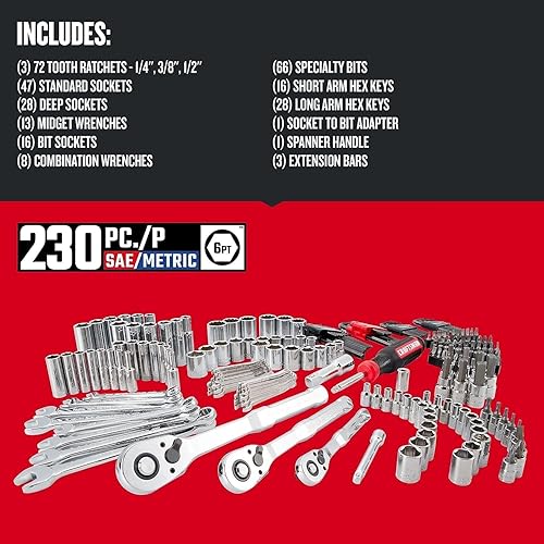 Miniatura 2 de CRAFTSMAN Kit de herramientas mecánicas con caja de 3 cajones 216 piezas CMMT99206