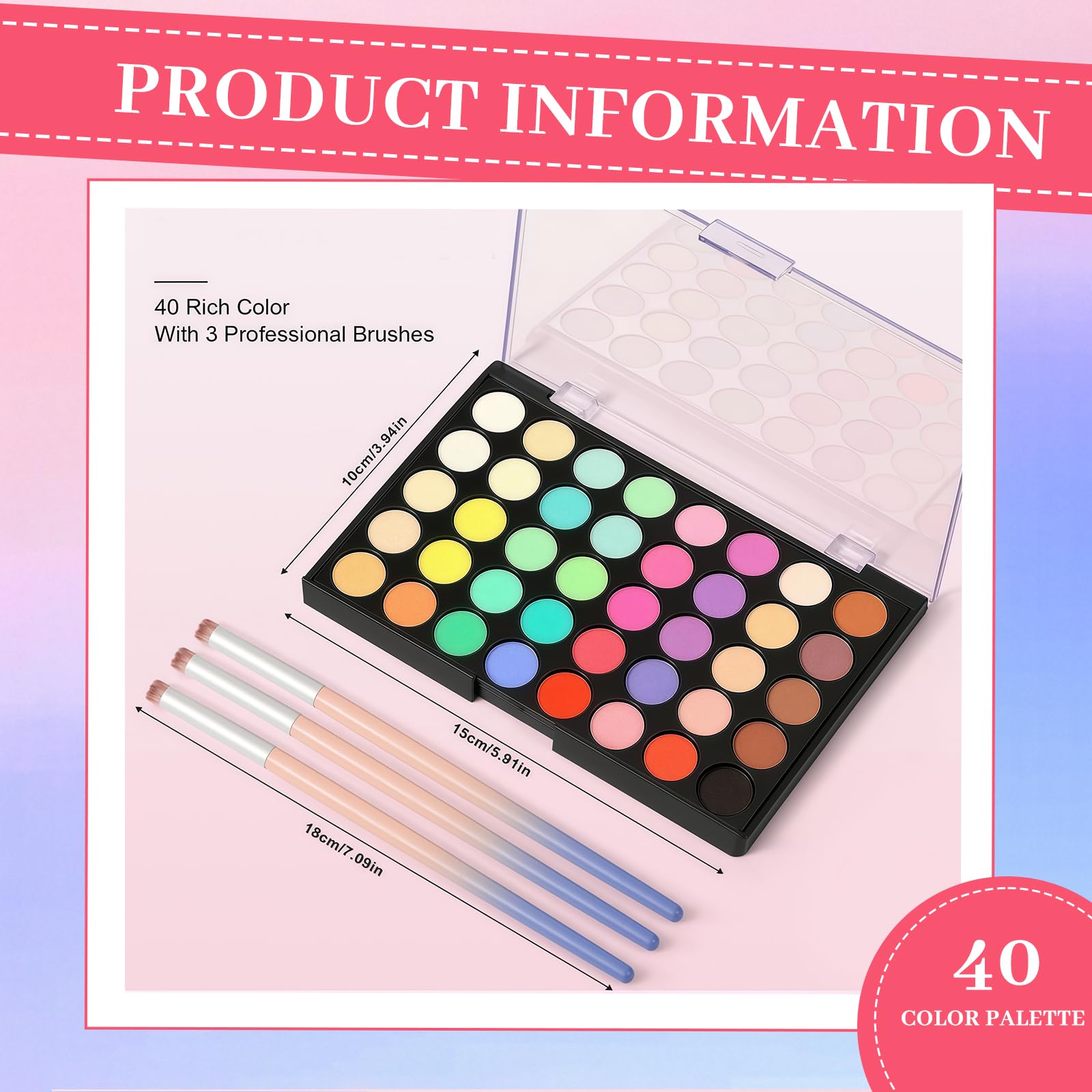 Zosutetoxo Ensemble de Poudres pour Ongles 40 Couleurs avec 3 Pinceaux Pigments pour Nail Art Nuances Néon et Pastel Palette de Poudre pour Ombre Dégradé Décoration d'Ongles