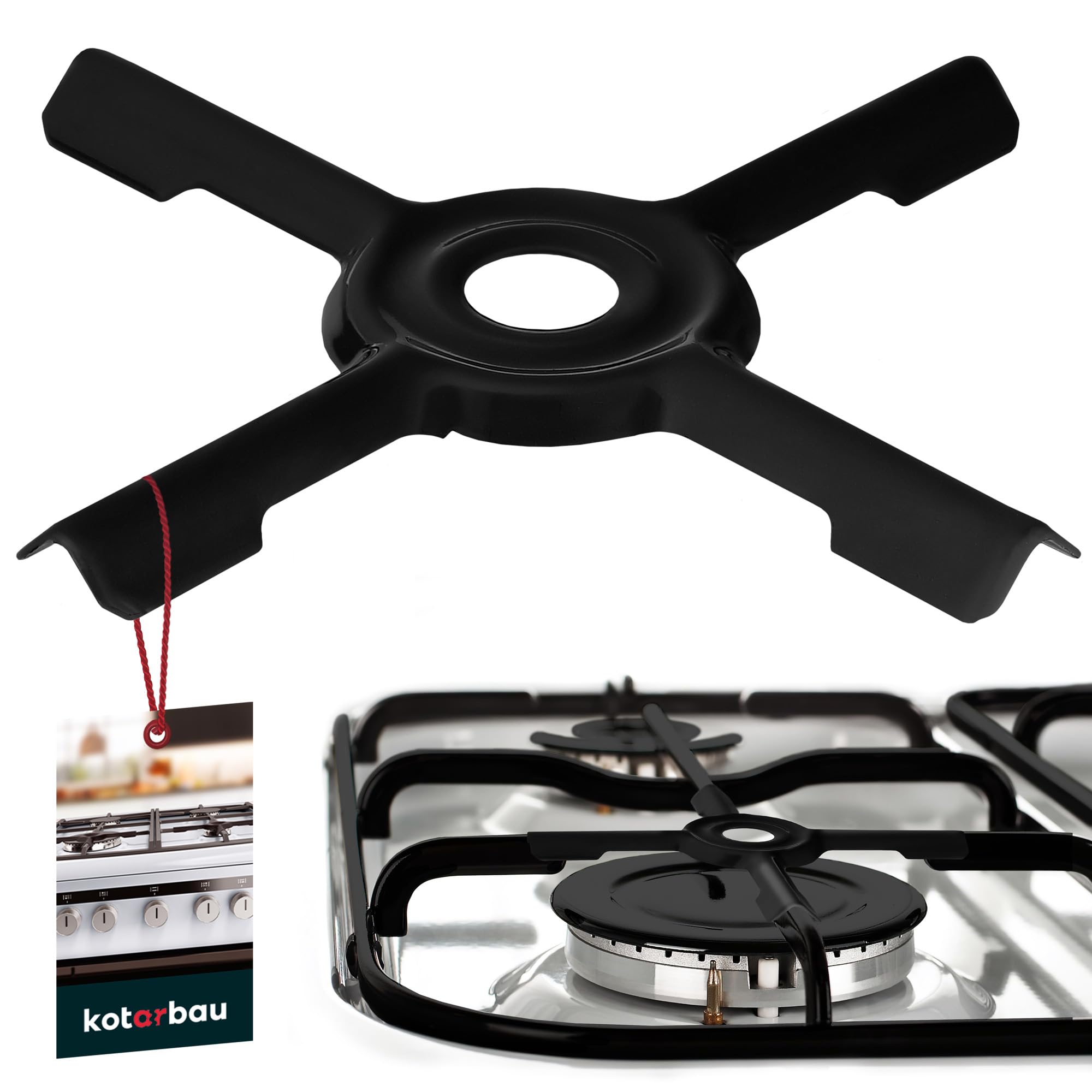 KOTARBAU® Gas Stove Cross Enamelled Sheet Metal Gas Stove Attachment Pot Holder for Gas Hobs Gas Stove Attachment Camping Stove Attachment Accessories Gas Stove, black, 125 x 125 mm, 1 piece