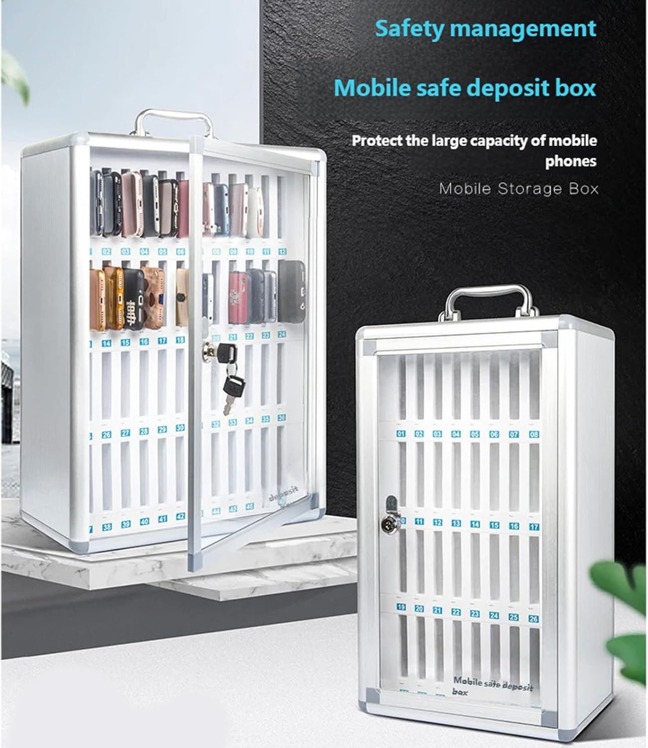 Multipurpose Phone Locker with Comfort Handle Portable Aluminum Alloy Box Secure for Individual Device Storage Light Box